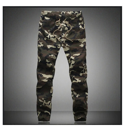 Men's Camo Jogger Cargo Pants – Cotton, Drawstring, Loose Fit, 4 Colors, M-5XL