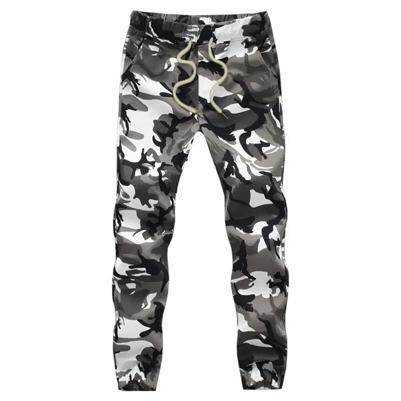Men's Camo Jogger Cargo Pants – Cotton, Drawstring, Loose Fit, 4 Colors, M-5XL