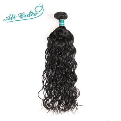 ALI GRACE Hair Brazilian Natural Wave Hair Bundles 3 Pieces 100% Human Hair Weaving 12-28inch Remy Hair Extensions Water Wave