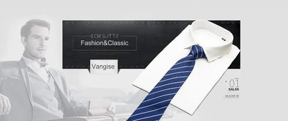 Luxury Brand 8 cm Tie Handkerchief Cufflink Clip Set For Men Wedding Gravata Suit Accessories Holiday Gift Box