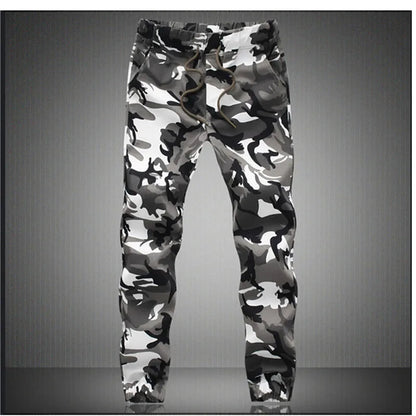 Men's Camo Jogger Cargo Pants – Cotton, Drawstring, Loose Fit, 4 Colors, M-5XL