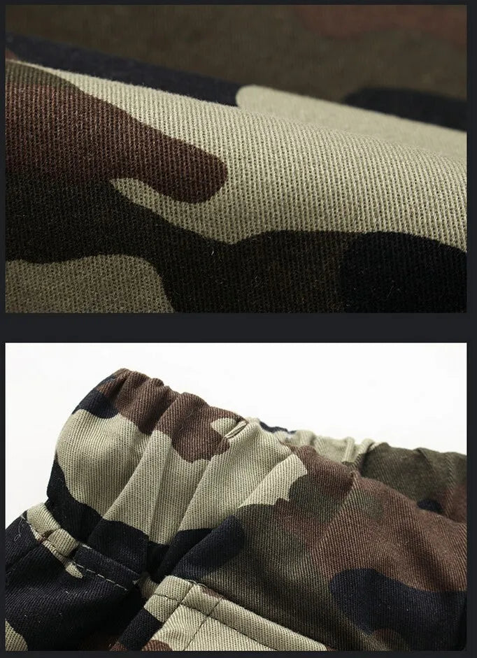 Men's Camo Jogger Cargo Pants – Cotton, Drawstring, Loose Fit, 4 Colors, M-5XL