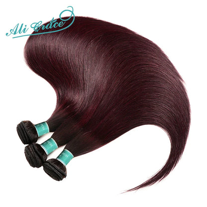 Ali Grace Hair Brazilian Straight Hair 3 Bundles Ombre Human Hair Weave With 4*4 Lace Closure 100% Remy Hair 1B/99J