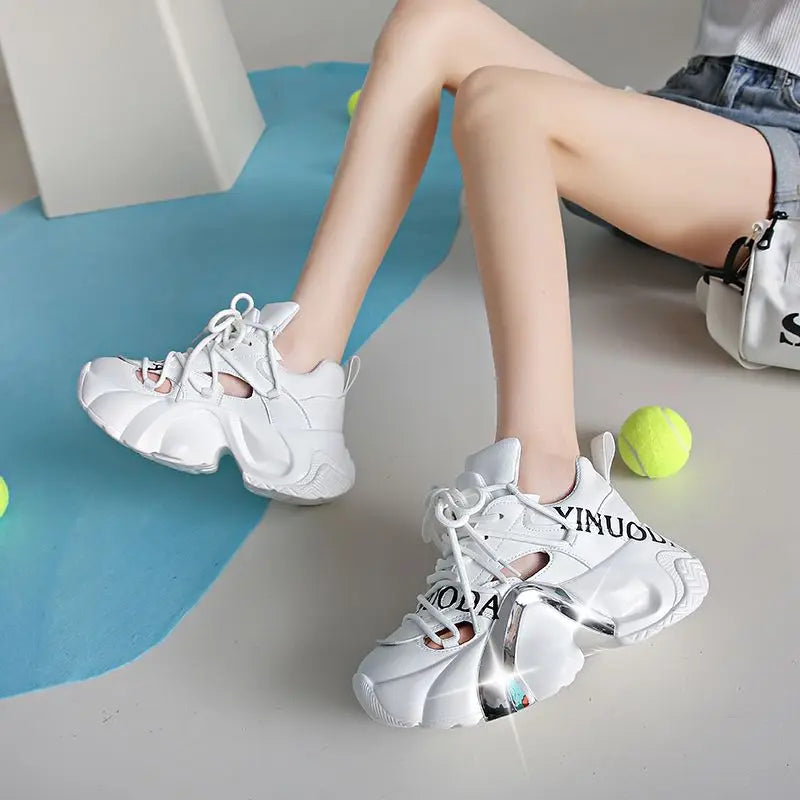 Breathable Tenis Feminino  Casual Running Sports Summer Platform Thick Rubber Sole Shoe Pink Sneakers for Women