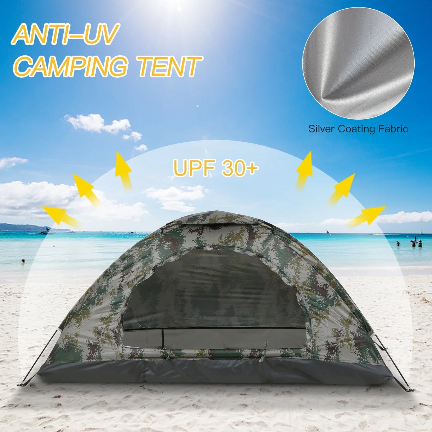 1-2 Person Ultralight Camping Tent – Single Layer, 850g, UV Coating, Quick Setup
