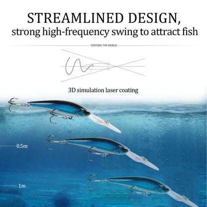 Floating Minnow Fishing Lure – 9cm, 5.8g, Crankbait Wobbler, 6 Colors, Bass & Pike
