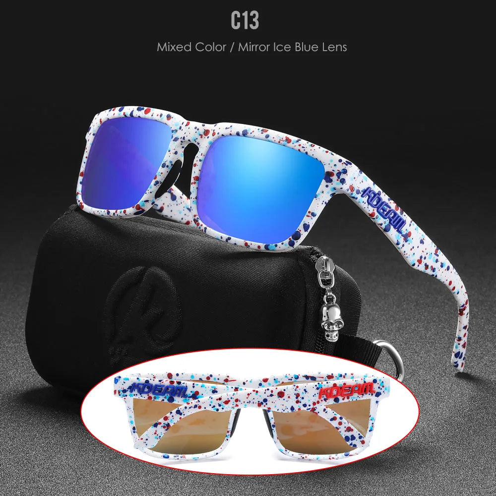 KDEAM Classic Square Sunglasses Men Women Category 3 Polarized Sun Glasses Unique Frame Surface Eyewear With Case Box KD332