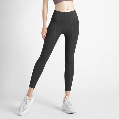 2022 New Sportswear Long Sleeve Top Pants Yoga Suit High Waist Peach Buttocks Seamless Leggings With Mesh Pocket Fitness Gym Set
