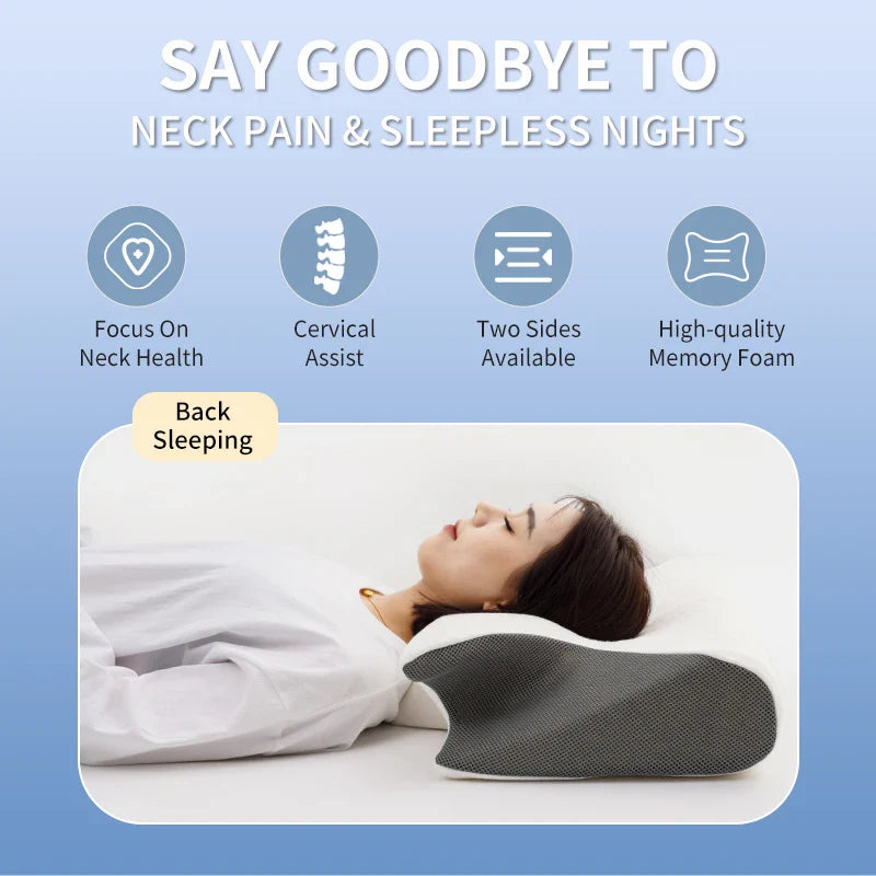 2025 NEW Butterfly Ergonomic Contour Memory Foam Pillow Side Sleeper Orthopedic Sleep Pillow Cervical Neck Pillow
