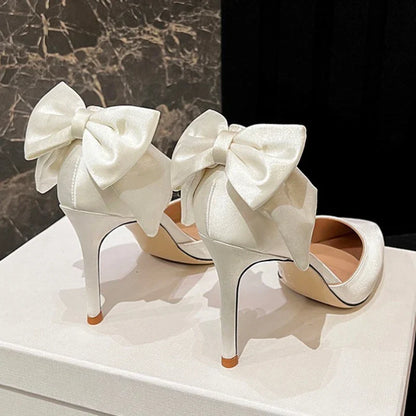 9CM/7CM Silk Material Zapatos Tacon Mujer Party Sexy New European Fashion White Pointed Heel Women's Pumps