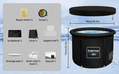 90cm Large Inflatable Ice Bath Tub With 5 Layer Insulation for Cold Plunge Recovery Premium Portable Bathtub