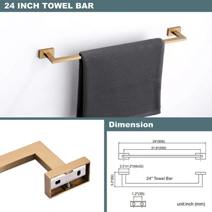 5 Piece Hotel Home Bathroom Accessories Set Brushed Gold Towel Bar/Hand Towel Holder/Hooks Bathroom Hardware Set
