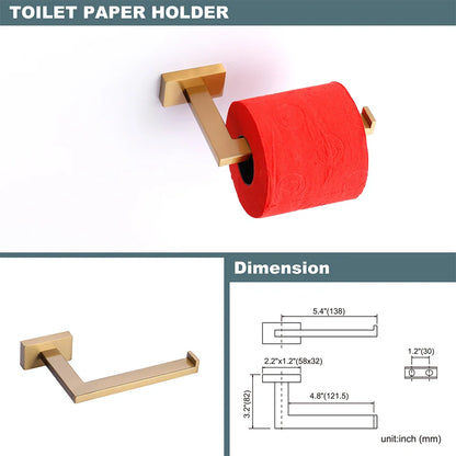 5 Piece Hotel Home Bathroom Accessories Set Brushed Gold Towel Bar/Hand Towel Holder/Hooks Bathroom Hardware Set