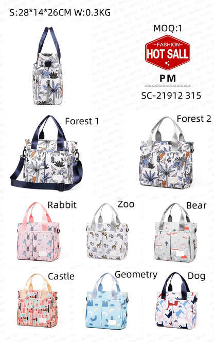 2026 New High Quality Cartoon Printing Mommy Shoulder Bag Waterproof Large Capacity Baby Bags