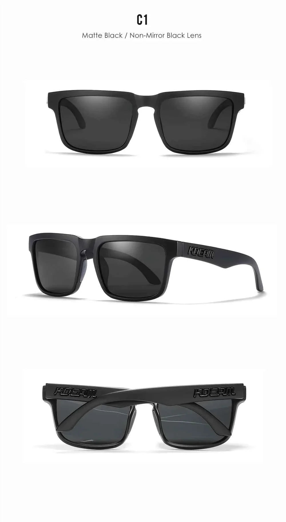 KDEAM Classic Square Sunglasses Men Women Category 3 Polarized Sun Glasses Unique Frame Surface Eyewear With Case Box KD332
