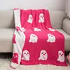 100% Polyester Casual Throw Blanket Customized Cartoon Pattern Cute Ghost Print Jacquard Blanket