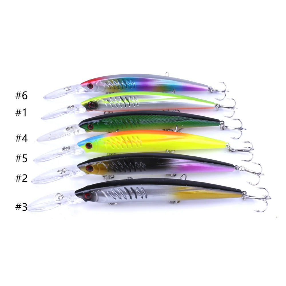 Minnow Wobbler Fishing Lure – 14.5cm, 13g, 1.8-2.7m Depth, Bass Carp Pike, 6 Colors + 6-Pack