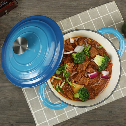 2.6 L Enameled Cast Iron Stock Pot with Lid Pot Cast Iron Dutch Oven