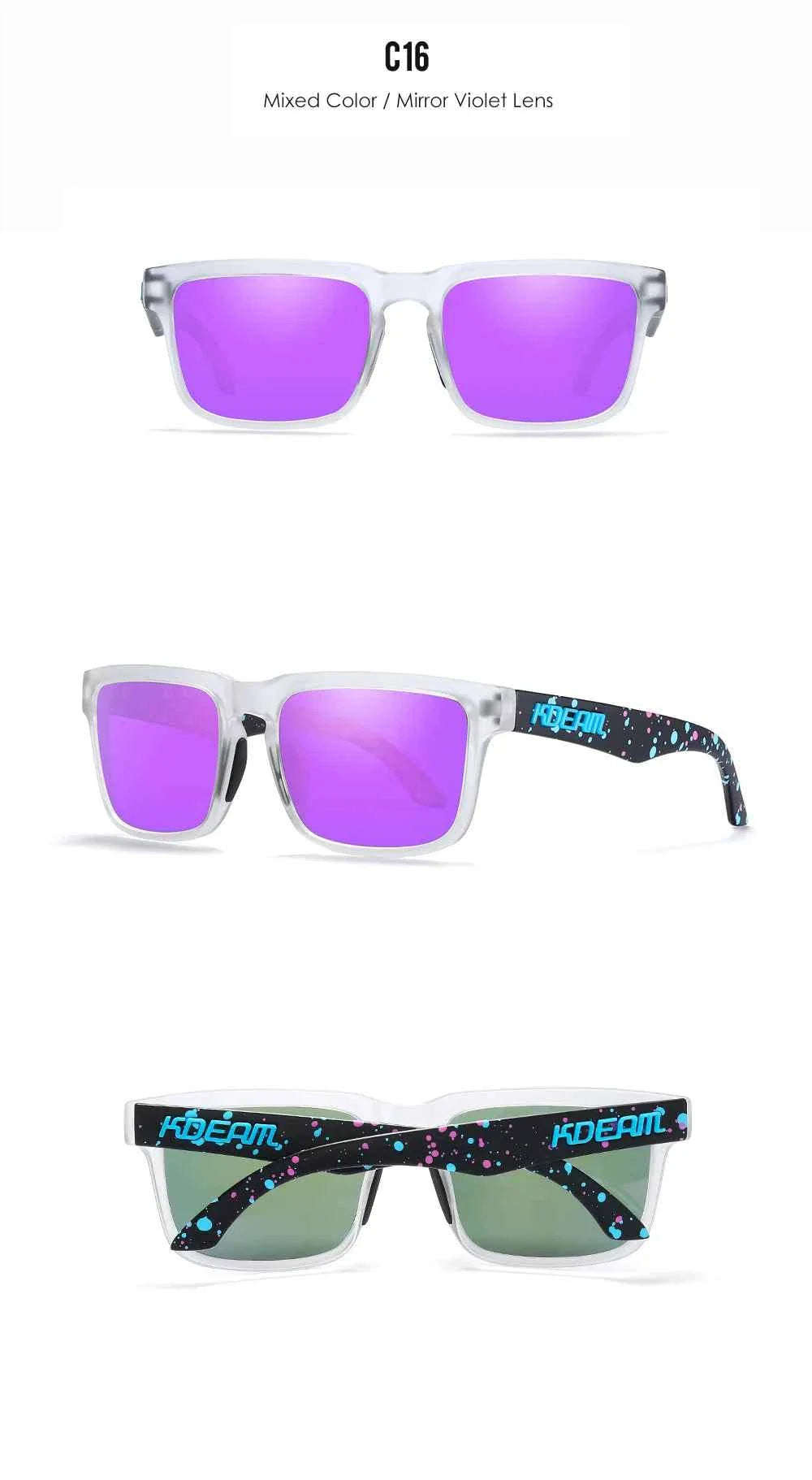 KDEAM Classic Square Sunglasses Men Women Category 3 Polarized Sun Glasses Unique Frame Surface Eyewear With Case Box KD332