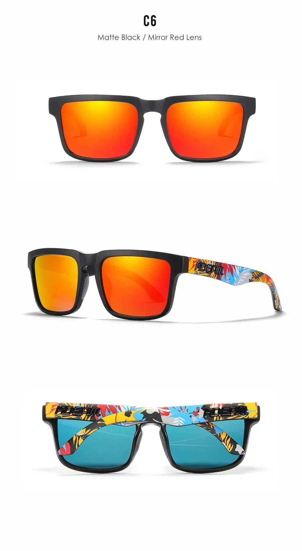 KDEAM Classic Square Sunglasses Men Women Category 3 Polarized Sun Glasses Unique Frame Surface Eyewear With Case Box KD332
