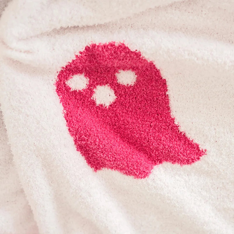100% Polyester Casual Throw Blanket Customized Cartoon Pattern Cute Ghost Print Jacquard Blanket