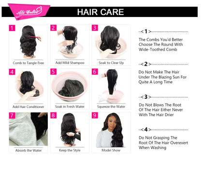 Ali Grace Hair Malaysian Deep Wave Hair Wigs Pre-Plucked 13X4 Lace Front Human Hair Wigs Natural Hairline With Baby Hair