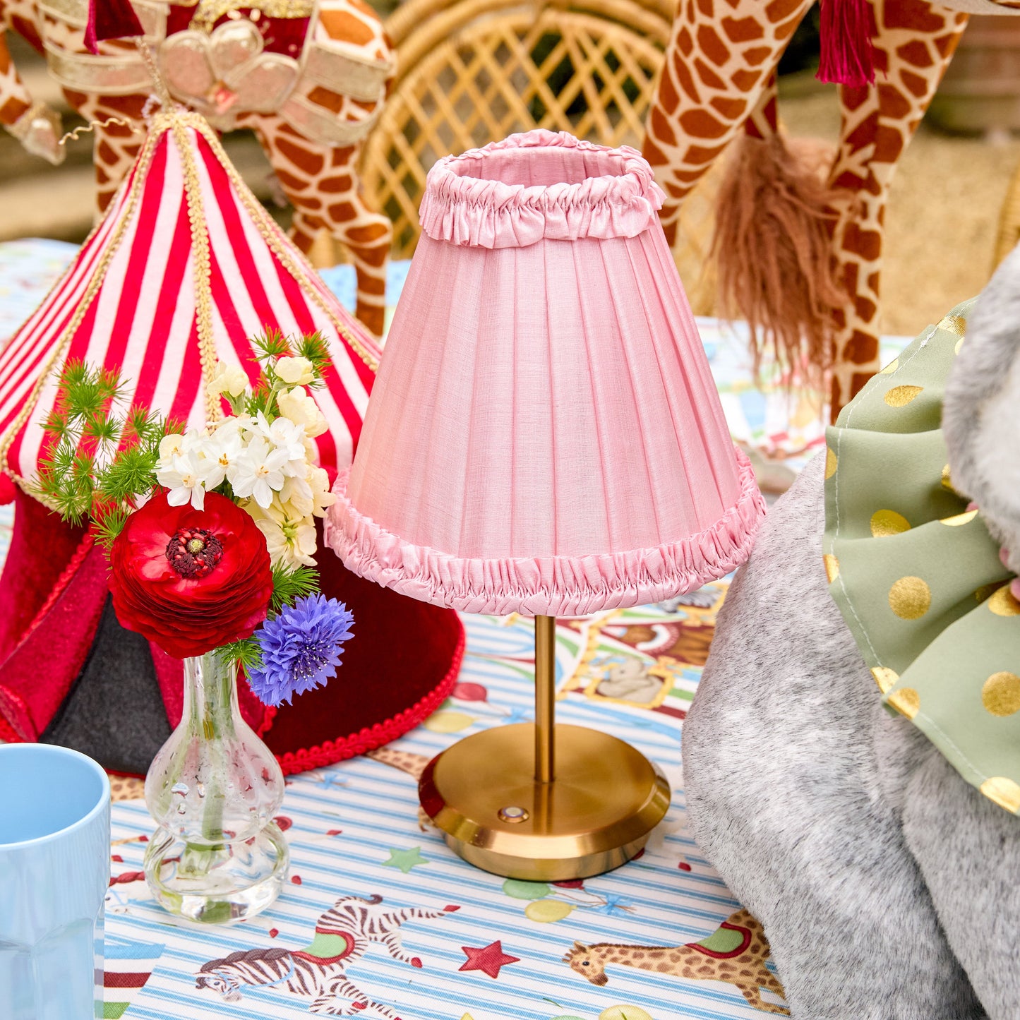 Pale Pink Frilled Silk Lampshade (18cm)