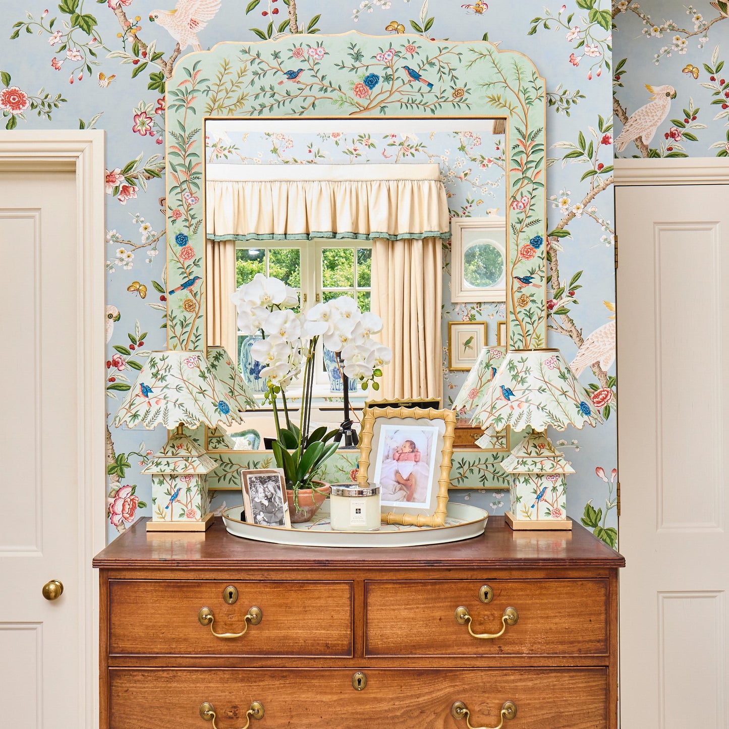 Green Large Chinoiserie Mirror