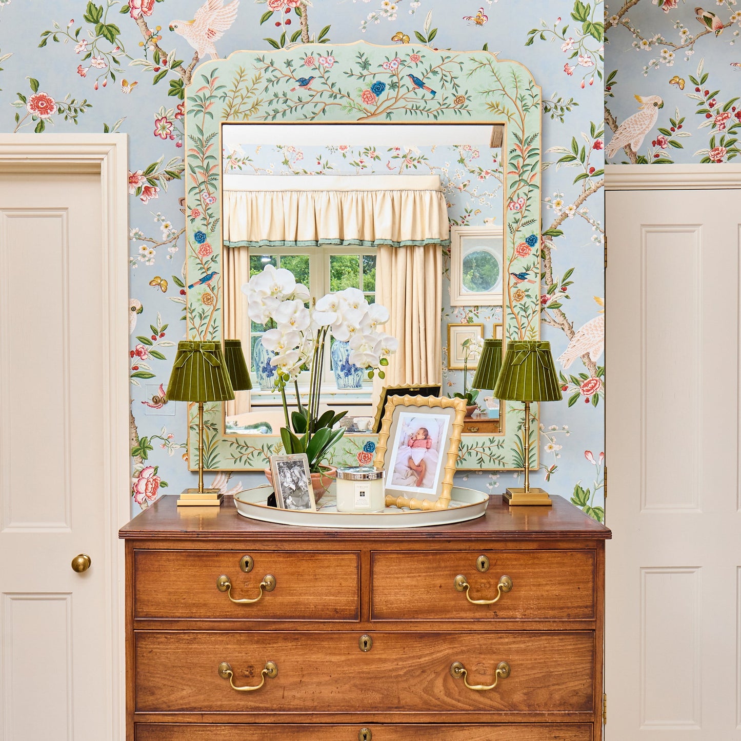 Green Large Chinoiserie Mirror