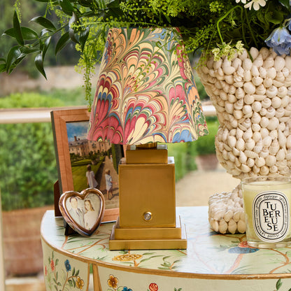 Square Rechargeable Lamp with Multi Marble Shade (18cm)