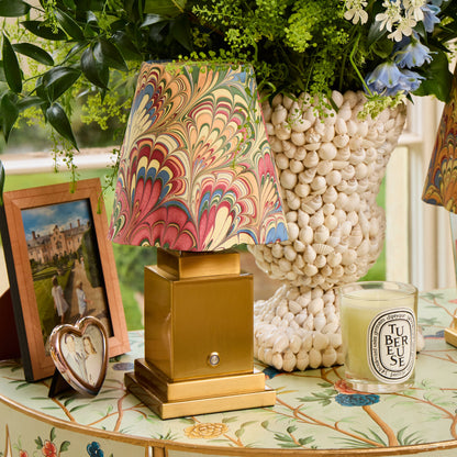Square Rechargeable Lamp with Multi Marble Shade (18cm)