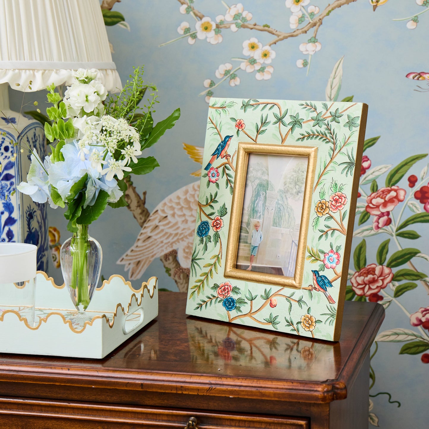 Green Chinoiserie Photo Frame - 4" x 6"