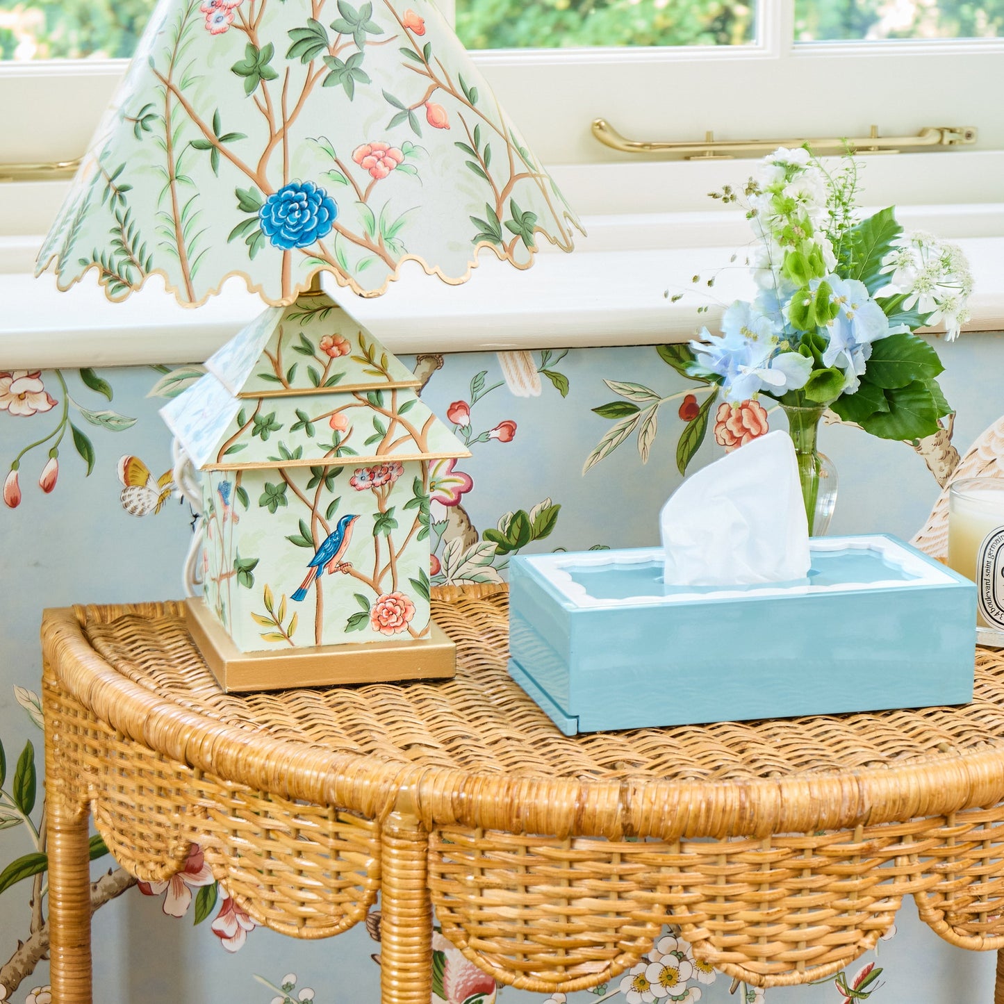 Blue Lacquer Rectangle Tissue Box