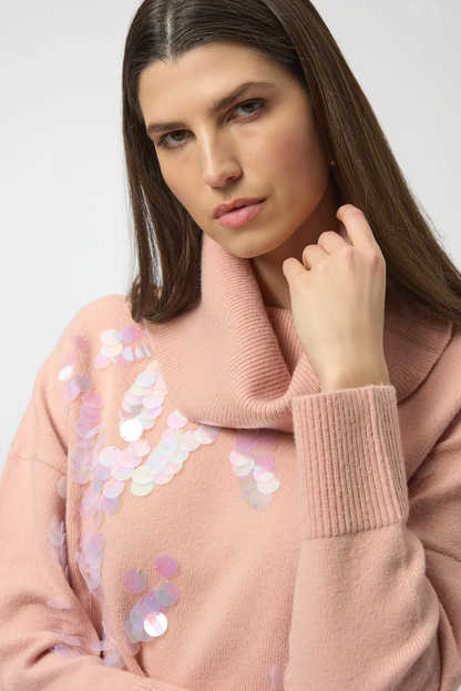 Joseph Ribkoff Sequined Turtle Neck Pullover Sweater 254942
