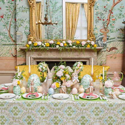 Large Green Floral Tole Egg
