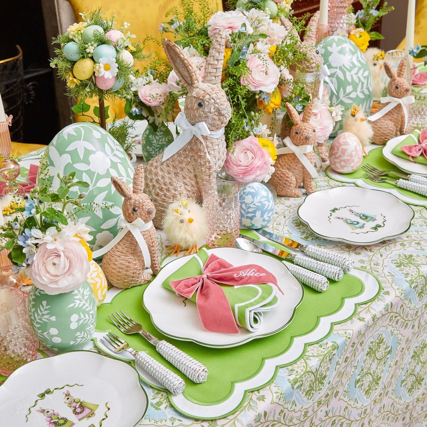Large Green Floral Tole Egg