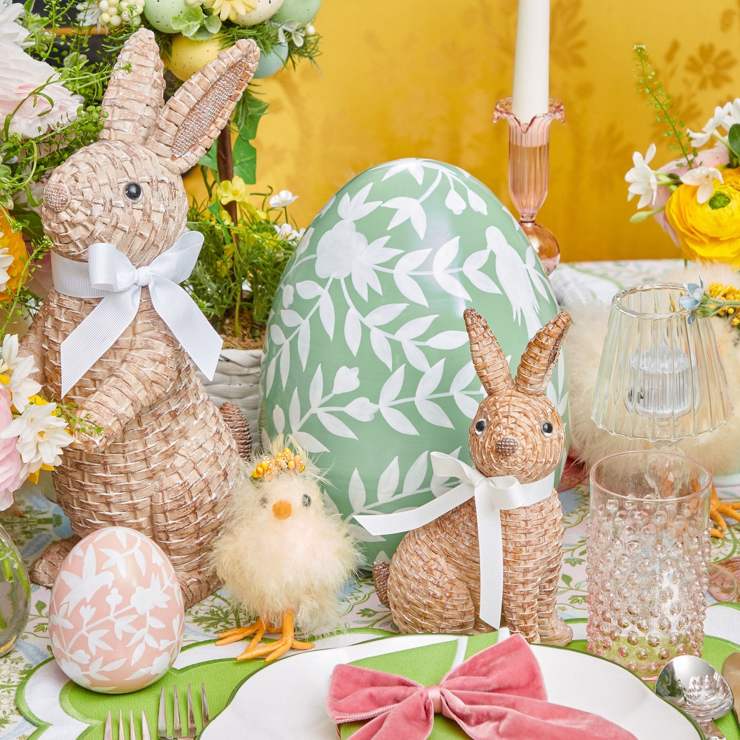 Large Green Floral Tole Egg