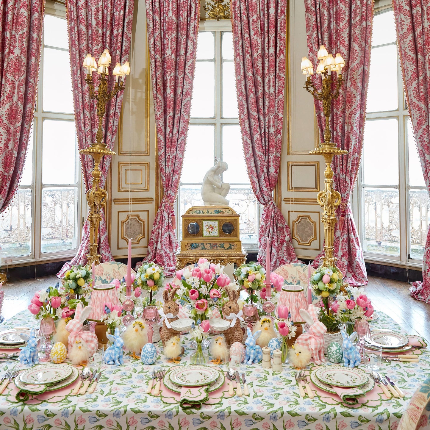Pink & Green Lily Placemats & Napkins (Set of 4)