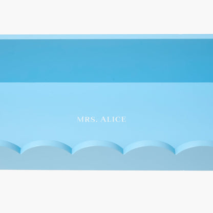 Soft Blue Scalloped Lacquer Shelf