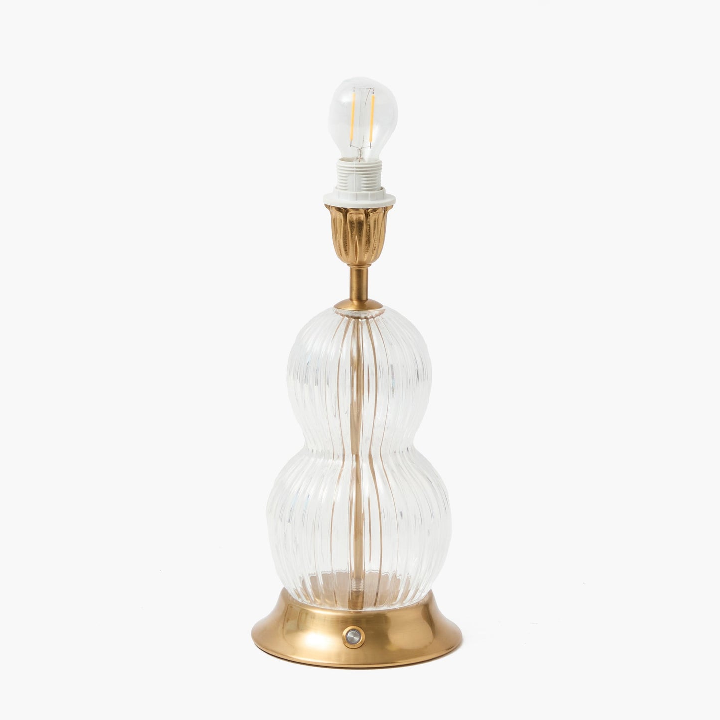 Glass Bardot Rechargeable Lamp with Red Lotus Ruffle Shade (18cm)