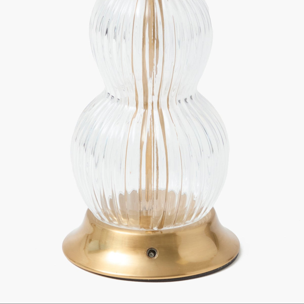 Glass Bardot Rechargeable Lamp with Olive Ikat Ruffle Shade (18cm)