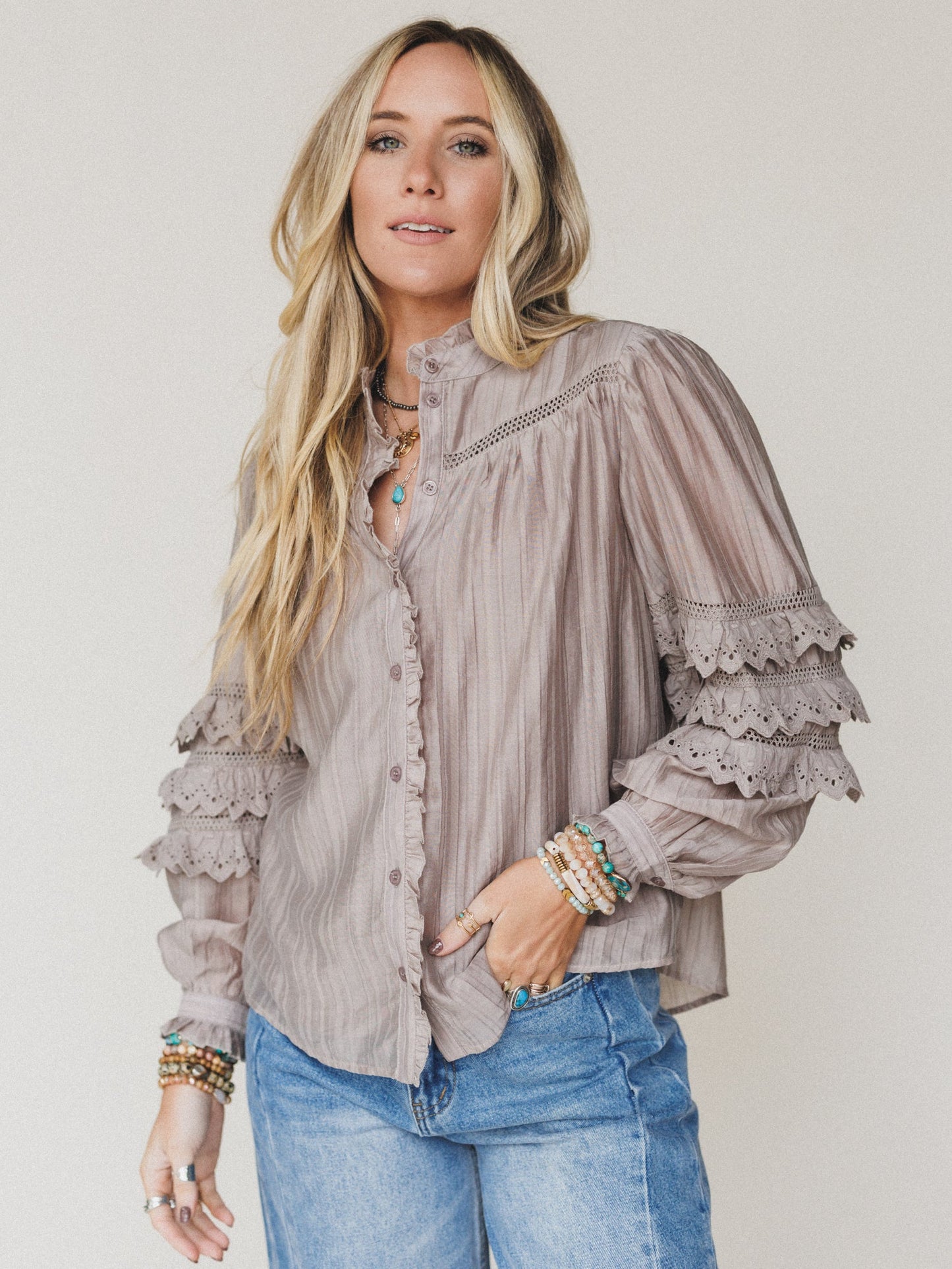 Boho Romance Blouse - Ash Mocha - Pre Order