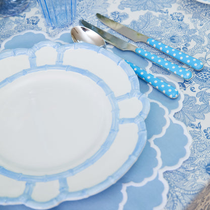 Blue Melamine Bamboo Dinner Plate (Set of 4)