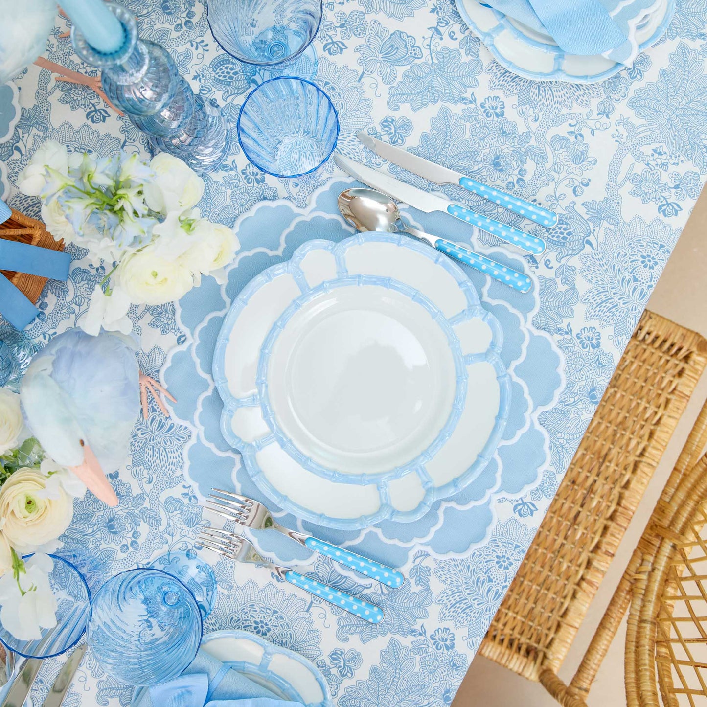 Blue Melamine Bamboo Dinner Plate (Set of 4)