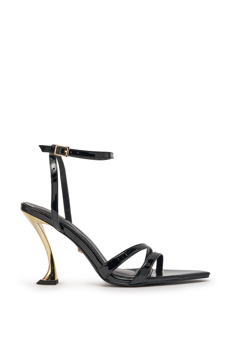 AKIRA GOLD MARKOVA BLACK POINTED TOE STILETTO