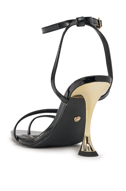 AKIRA GOLD MARKOVA BLACK POINTED TOE STILETTO