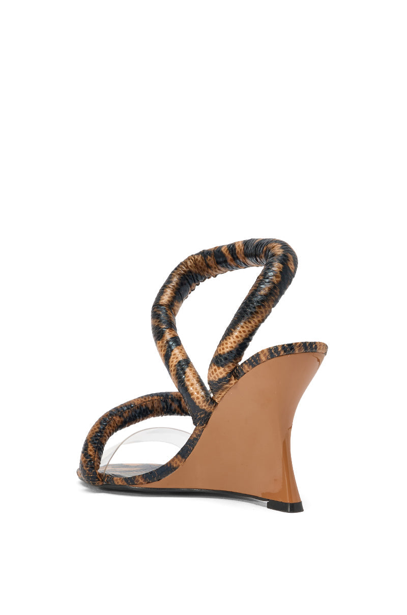 AKIRA MINORU BROWN ANIMAL PRINT WEDGE SANDAL