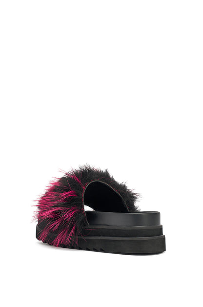 AKIRA MIRAY PINK MULTI FUR SLIDE