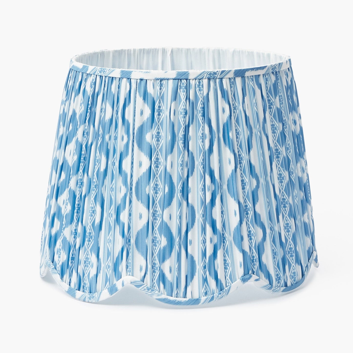 Blue Ikat Deep Scalloped Lampshade (40cm)