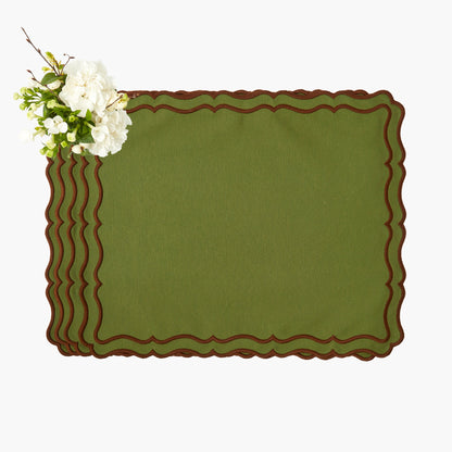 Green & Chocolate Katherine Placemats (Set of 4)